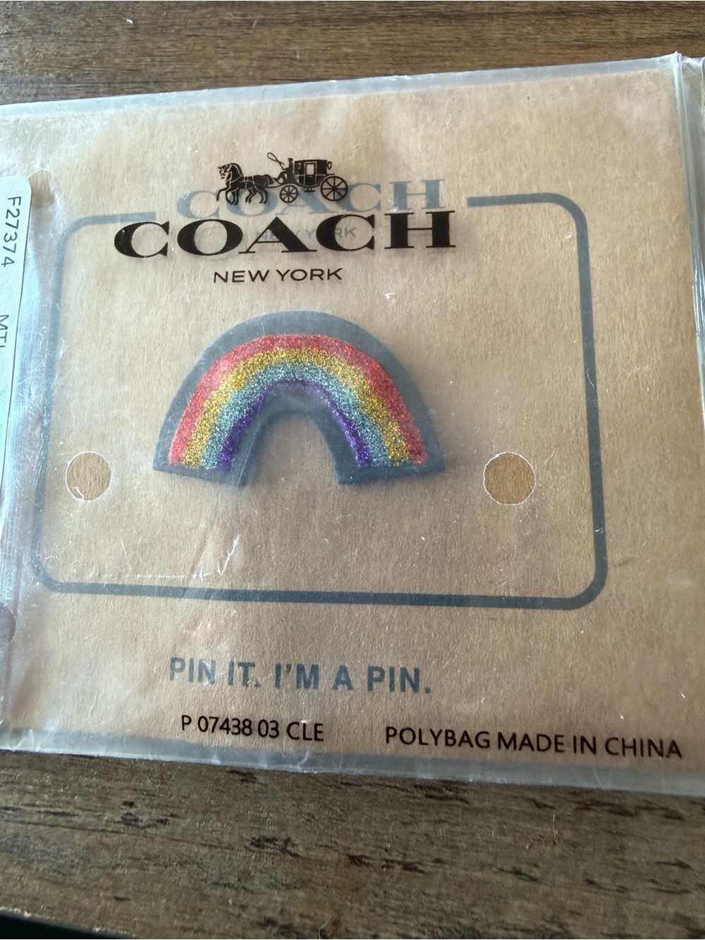 Coach Rainbow Glitter Enamel Pin - Multicolor